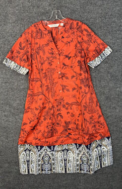 Beautiful by Lawrence Zarian Shirt Dress Size Medium Petite Belted Cottage Boho